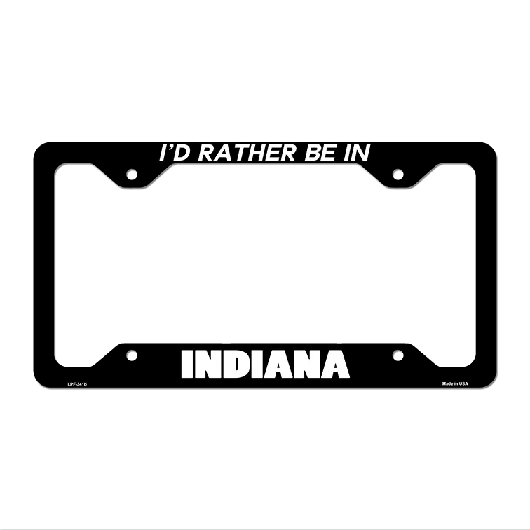 Be In Indiana Novelty Metal License Plate Frame LPF-341 12.25" x 6.5" Black Frame (LPF)