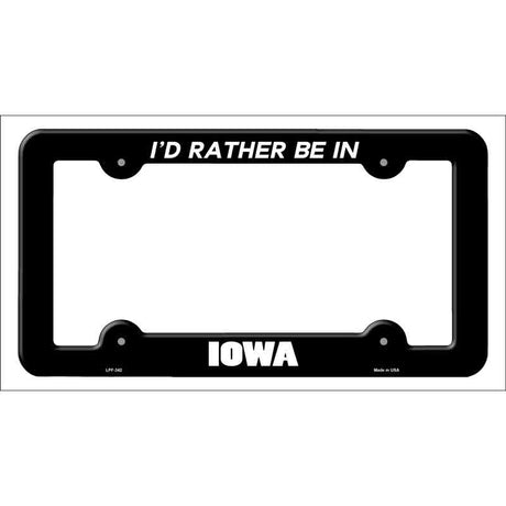 Be In Iowa Novelty Metal License Plate Frame LPF-342 Black