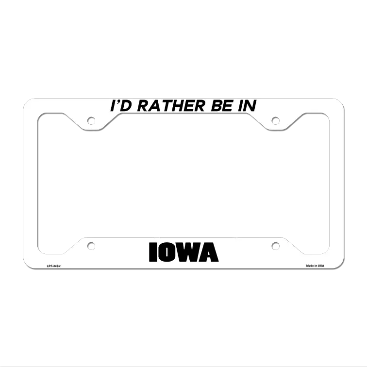 Be In Iowa Novelty Metal License Plate Frame LPF-342 12.25" x 6.5" White Frame (LPF)