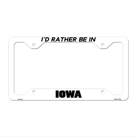 Be In Iowa Novelty Metal License Plate Frame LPF-342 12.25" x 6.5" White Frame (LPF)