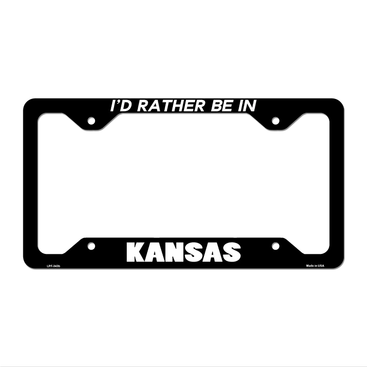 Be In Kansas Novelty Metal License Plate Frame LPF-343 12.25" x 6.5" Black Frame (LPF)