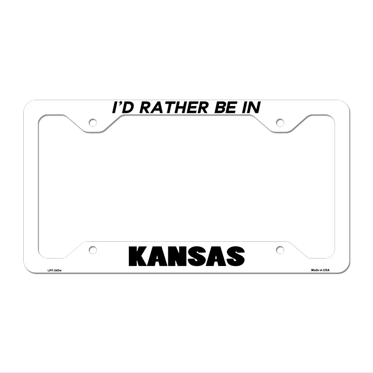 Be In Kansas Novelty Metal License Plate Frame LPF-343 12.25" x 6.5" White Frame (LPF)