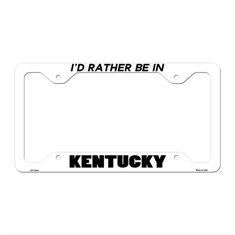 Be In Kentucky Novelty Metal License Plate Frame LPF-344 12.25" x 6.5" White Frame (LPF)