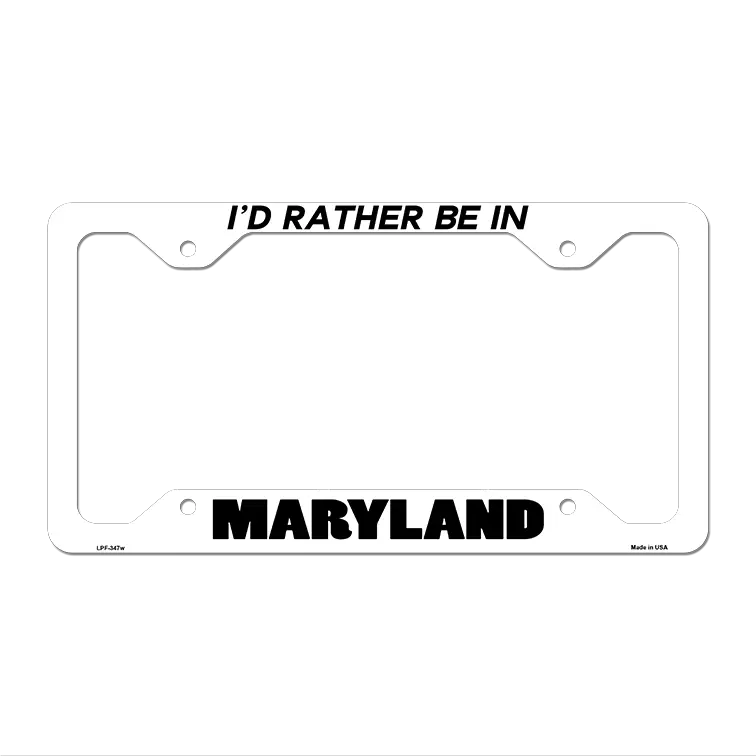 Be In Maryland Novelty Metal License Plate Frame LPF-347 12.25" x 6.5" White Frame (LPF)