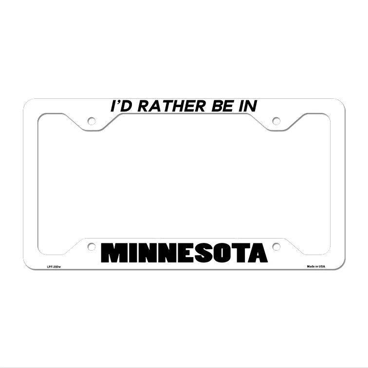 Be In Minnesota Novelty Metal License Plate Frame LPF-350 12.25" x 6.5" White Frame (LPF)