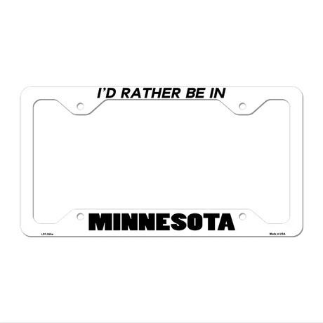 Be In Minnesota Novelty Metal License Plate Frame LPF-350 12.25" x 6.5" White Frame (LPF)