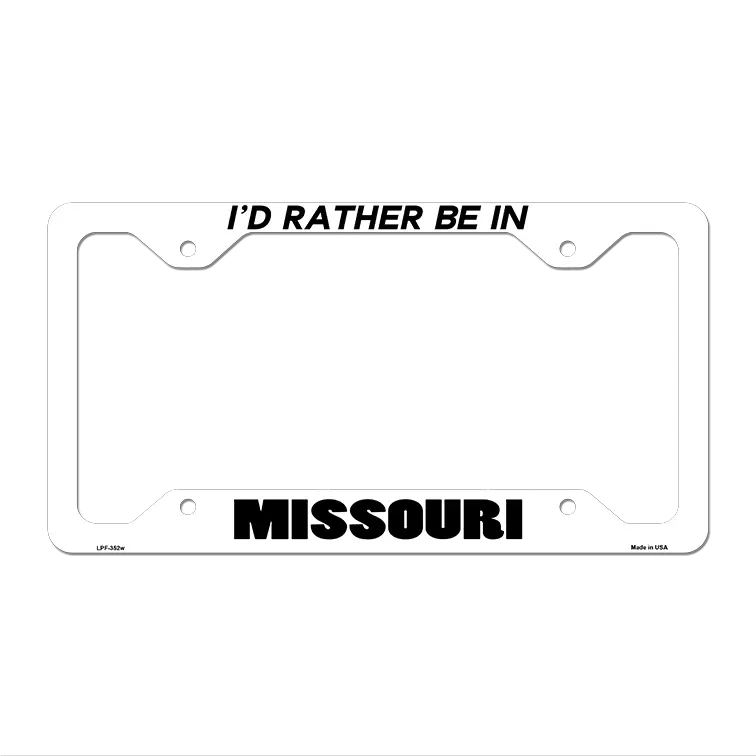 Be In Missouri Novelty Metal License Plate Frame LPF-352 12.25" x 6.5" White Frame (LPF)