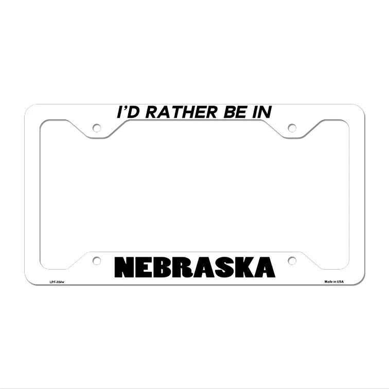 Be In Nebraska Novelty Metal License Plate Frame LPF-354 12.25" x 6.5" White Frame (LPF)