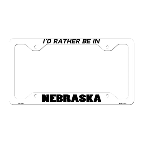Be In Nebraska Novelty Metal License Plate Frame LPF-354 12.25" x 6.5" White Frame (LPF)