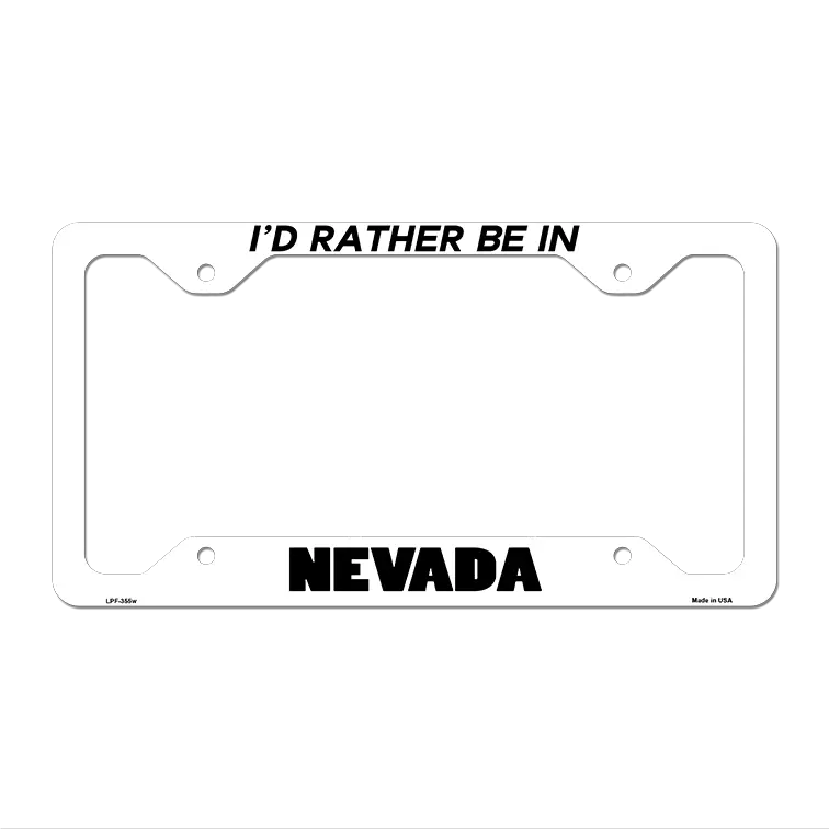 Be In Nevada Novelty Metal License Plate Frame LPF-355 12.25" x 6.5" White Frame (LPF)