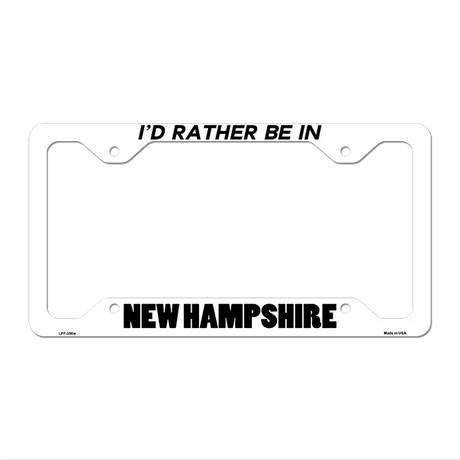 Be In New Hampshire Novelty Metal License Plate Frame LPF-356 12.25" x 6.5" White Frame (LPF)