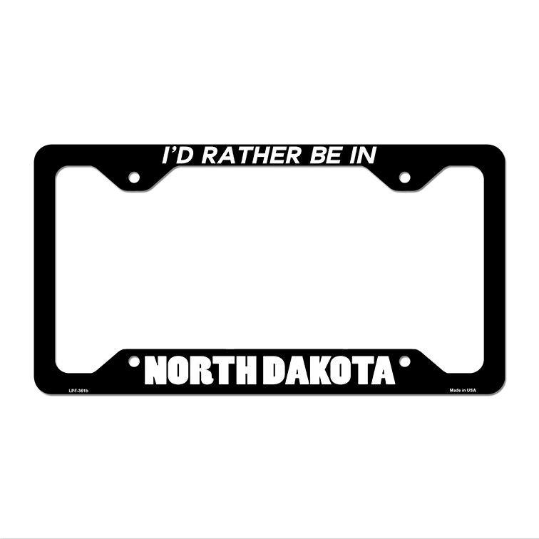 Be In North Dakota Novelty Metal License Plate Frame LPF-361 12.25" x 6.5" Black Frame (LPF)