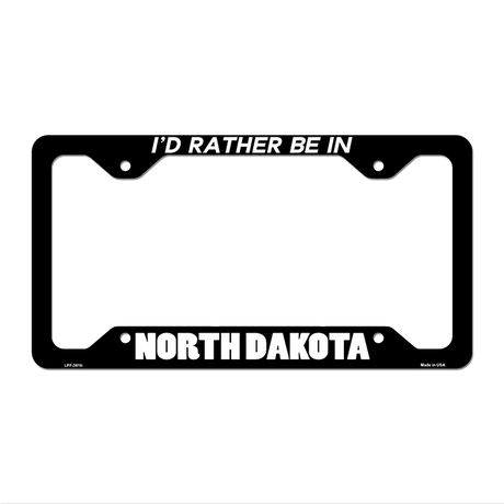Be In North Dakota Novelty Metal License Plate Frame LPF-361 12.25" x 6.5" Black Frame (LPF)