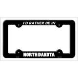 Be In North Dakota Novelty Metal License Plate Frame LPF-361 Black