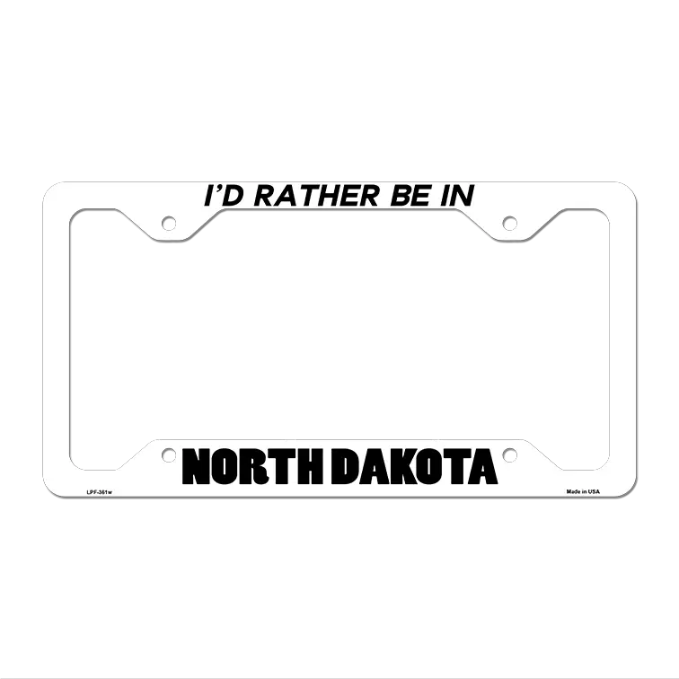 Be In North Dakota Novelty Metal License Plate Frame LPF-361 12.25" x 6.5" White Frame (LPF)