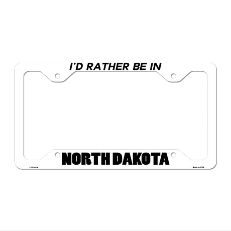 Be In North Dakota Novelty Metal License Plate Frame LPF-361 12.25" x 6.5" White Frame (LPF)