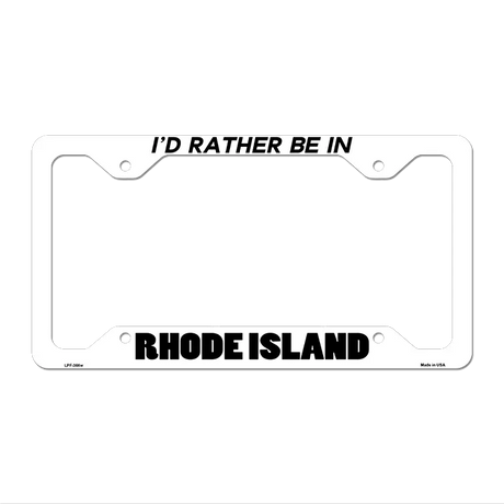Be In Rhode Island Novelty Metal License Plate Frame LPF-366 12.25" x 6.5" White Frame (LPF)