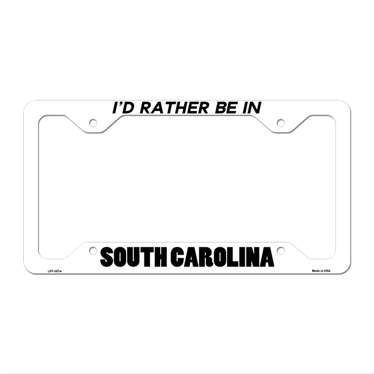 Be In South Carolina Novelty Metal License Plate Frame LPF-367 12.25" x 6.5" White Frame (LPF)