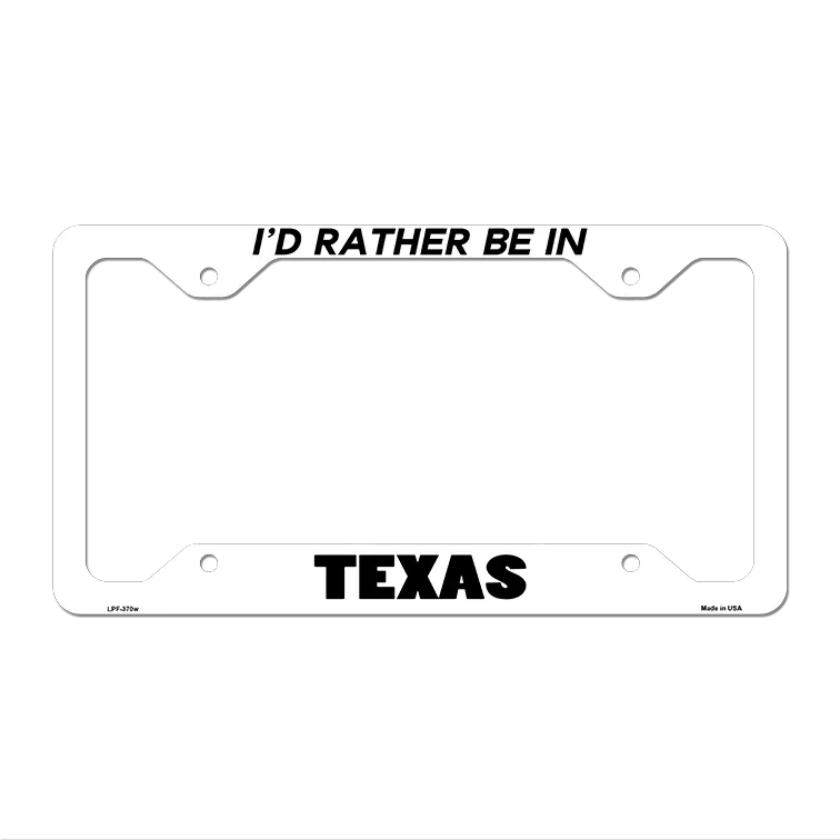 Be In Texas Novelty Metal License Plate Frame LPF-370 12.25" x 6.5" White Frame (LPF)