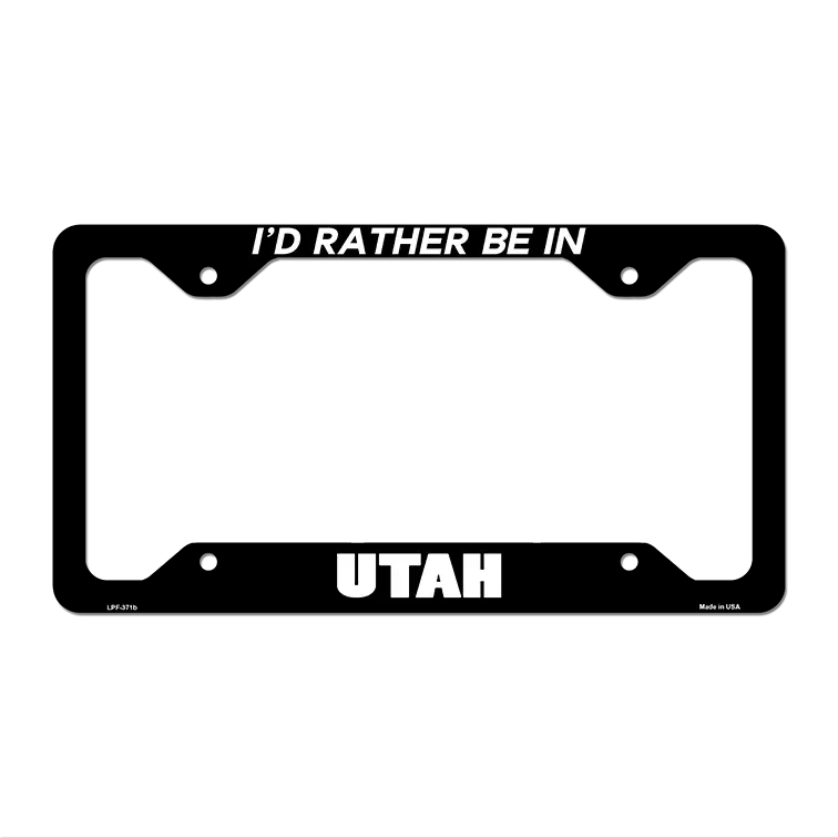 Be In Utah Novelty Metal License Plate Frame LPF-371 12.25" x 6.5" Black Frame (LPF)