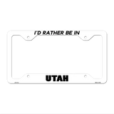 Be In Utah Novelty Metal License Plate Frame LPF-371 12.25" x 6.5" White Frame (LPF)
