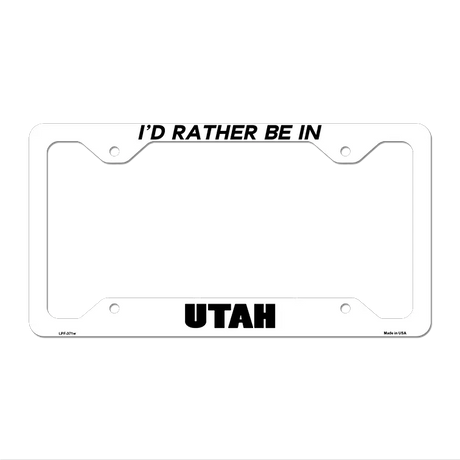 Be In Utah Novelty Metal License Plate Frame LPF-371 12.25" x 6.5" White Frame (LPF)