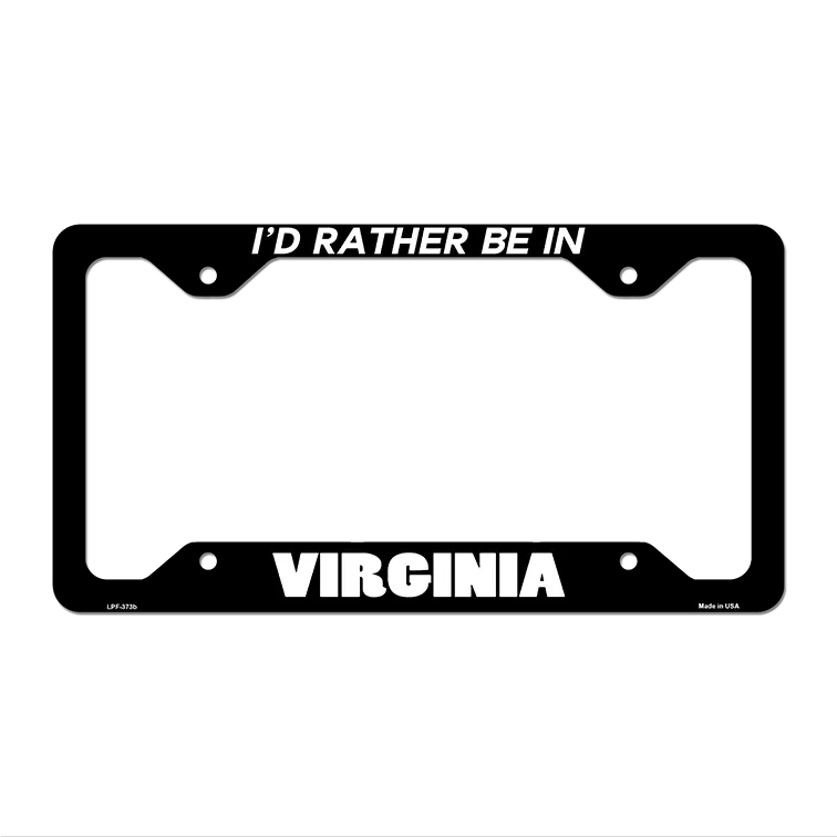 Be In Virginia Novelty Metal License Plate Frame LPF-373 12.25" x 6.5" Black Frame (LPF)
