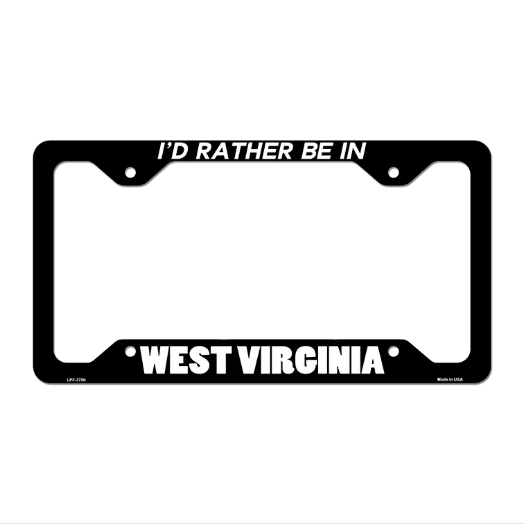 Be In West Virginia Novelty Metal License Plate Frame LPF-375 12.25" x 6.5" Black Frame (LPF)