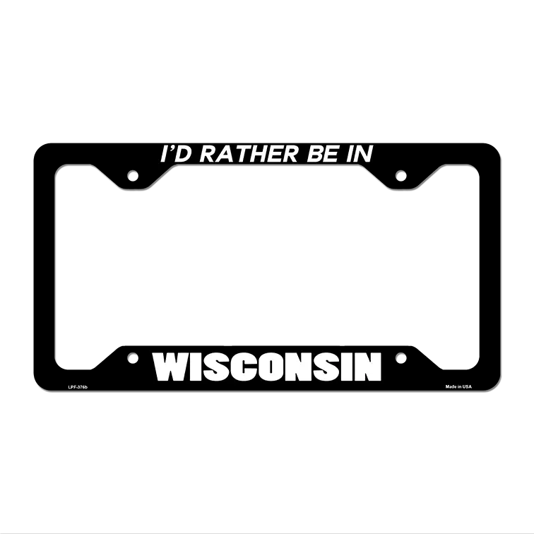 Be In Wisconsin Novelty Metal License Plate Frame LPF-376 12.25" x 6.5" Black Frame (LPF)