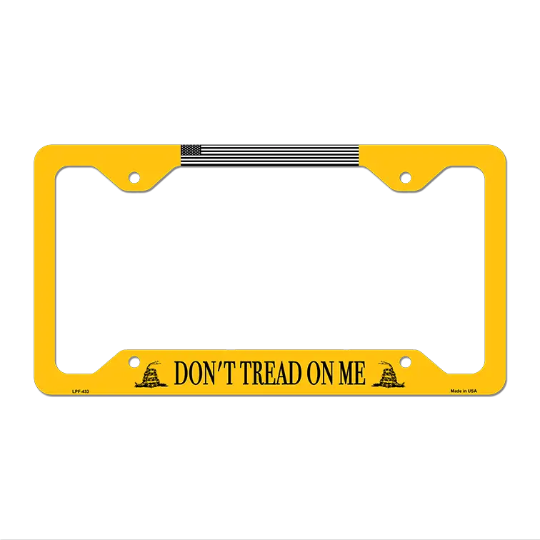 Dont Tread Flag Yellow Novelty Metal License Plate Frame LPF-433 12.25" x 6.5" Standard Frame (LPF)