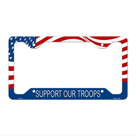 Support Our Troops Novelty Metal License Plate Frame LPF-439 12.25" x 6.5" Standard Frame (LPF)