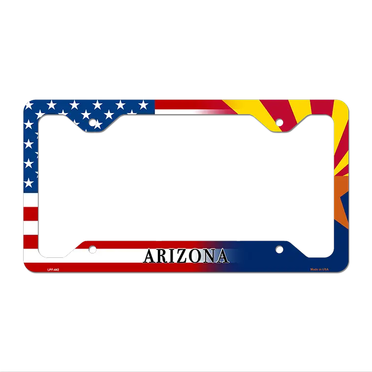 Arizona|American Flag Novelty Metal License Plate Frame LPF-442 12.25" x 6.5" Standard Frame (LPF)