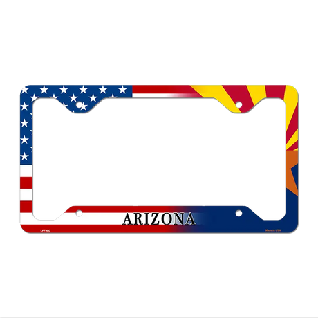Arizona|American Flag Novelty Metal License Plate Frame LPF-442 12.25" x 6.5" Standard Frame (LPF)