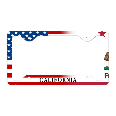California|American Flag Novelty Metal License Plate Frame LPF-444 12" x 6" Standard Frame (LPF)