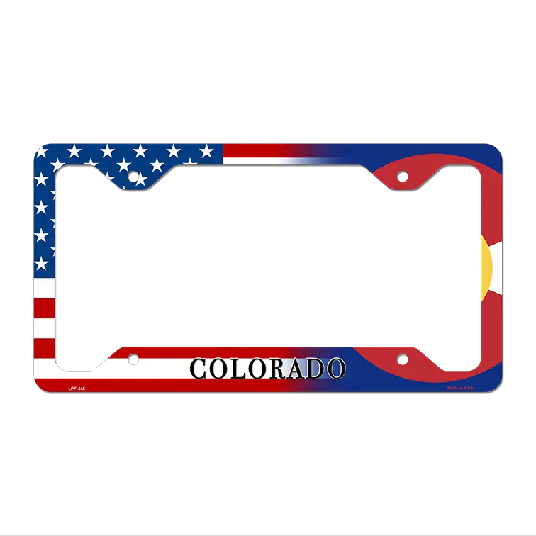 Colorado|American Flag Novelty Metal License Plate Frame LPF-445 12" x 6" Standard Frame (LPF)