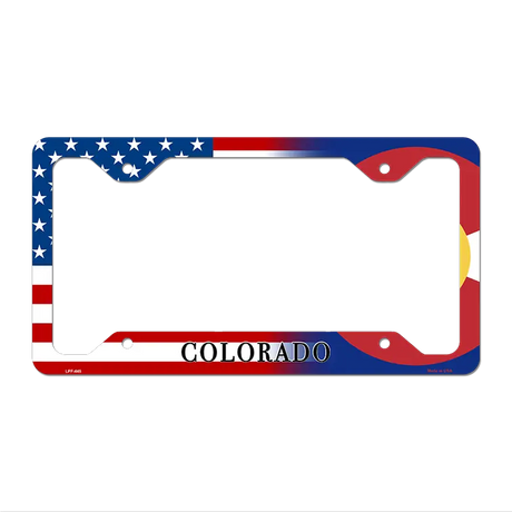 Colorado|American Flag Novelty Metal License Plate Frame LPF-445 12" x 6" Standard Frame (LPF)