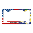 Connecticut|American Flag Novelty Metal License Plate Frame LPF-446 12.25" x 6.5" Standard Frame (LPF)