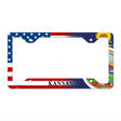 Kansas|American Flag Novelty Metal License Plate Frame LPF-455 12.25" x 6.5" Standard Frame (LPF)