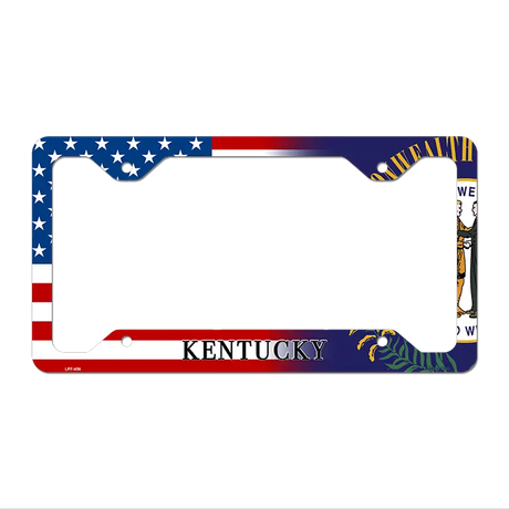 Kentucky|American Flag Novelty Metal License Plate Frame LPF-456 12.25" x 6.5" Standard Frame (LPF)