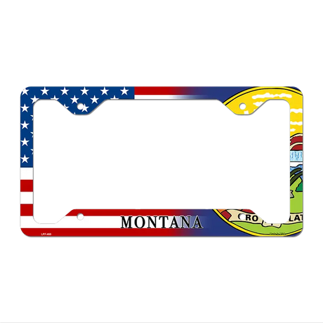 Montana|American Flag Novelty Metal License Plate Frame LPF-465 12.25" x 6.5" Standard Frame (LPF)