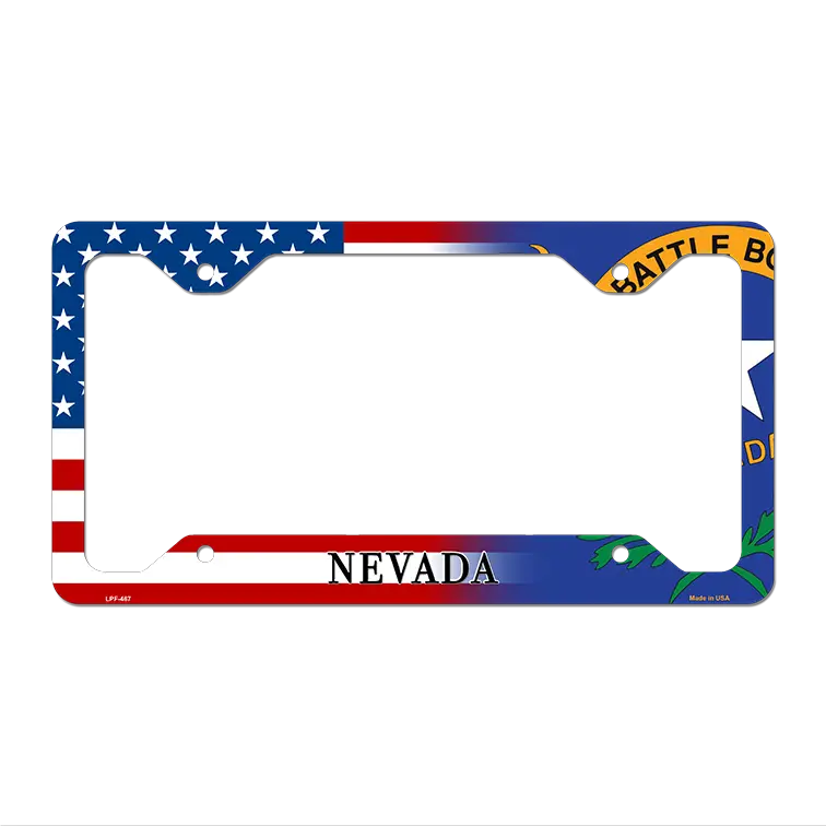 Nevada|American Flag Novelty Metal License Plate Frame LPF-467 12.25" x 6.5" Standard Frame (LPF)