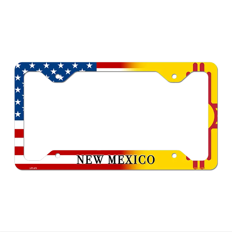 New Mexico|American Flag Novelty Metal License Plate Frame LPF-470 12.25" x 6.5" Standard Frame (LPF)