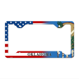 Oklahoma|American Flag Novelty Metal License Plate Frame LPF-475 12.25" x 6.5" Standard Frame (LPF)