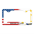 Rhode Island|American Flag Novelty Metal License Plate Frame LPF-478 12.25" x 6.5" Standard Frame (LPF)