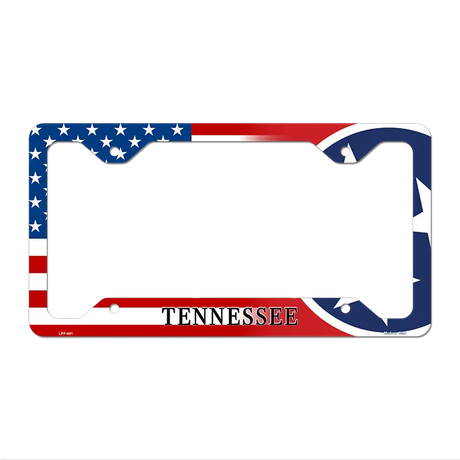 Tennessee|American Flag Novelty Metal License Plate Frame LPF-481 12" x 6" Standard Frame (LPF)