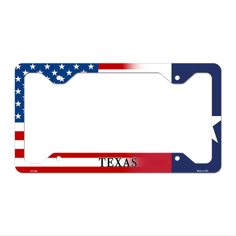 Texas|American Flag Novelty Metal License Plate Frame LPF-482 12" x 6" Standard Frame (LPF)
