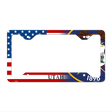 Utah|American Flag Novelty Metal License Plate Frame LPF-483 12.25" x 6.5" Standard Frame (LPF)