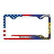 Wisconsin|American Flag Novelty Metal License Plate Frame LPF-488 12.25" x 6.5" Standard Frame (LPF)