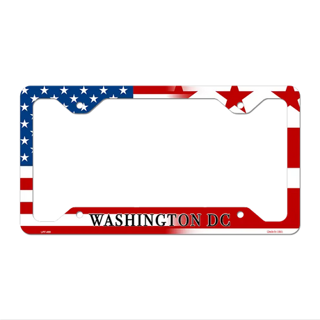 Washington DC|American Flag Novelty Metal License Plate Frame LPF-490 12.25" x 6.5" Standard Frame (LPF)
