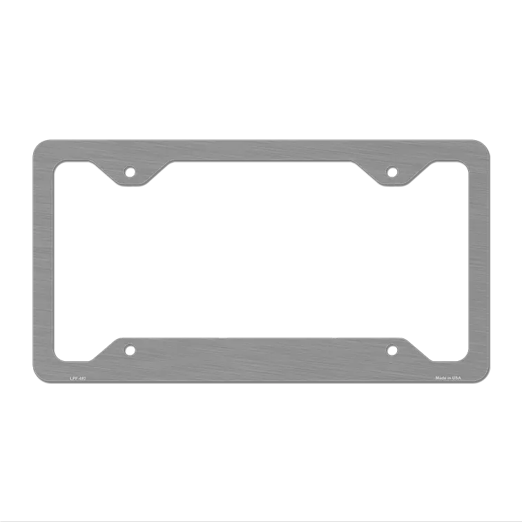 Brushed Aluminum Solid Novelty Metal License Plate Frame 12.25" x 6.5" Standard Frame (LPF)